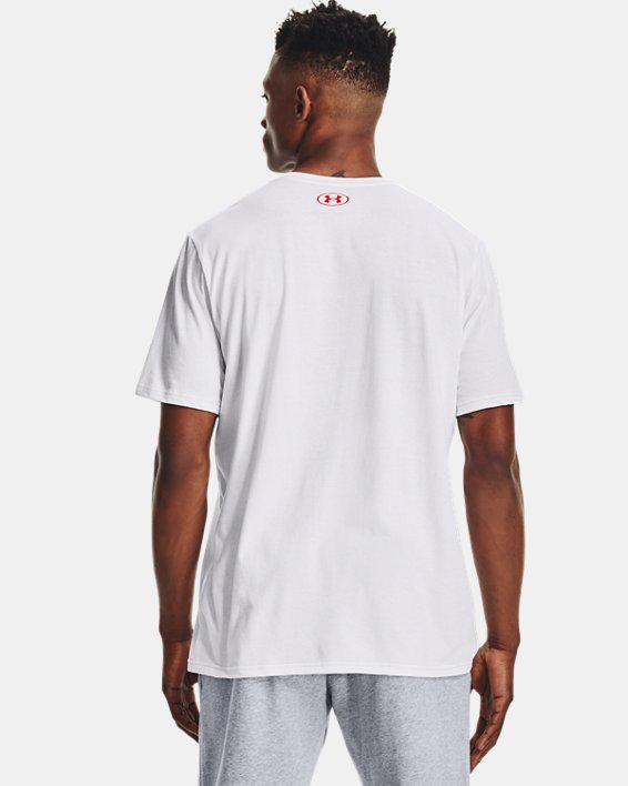 男士UA Vertical Signature短袖T恤, White, pdpMainDesktop image number 1
